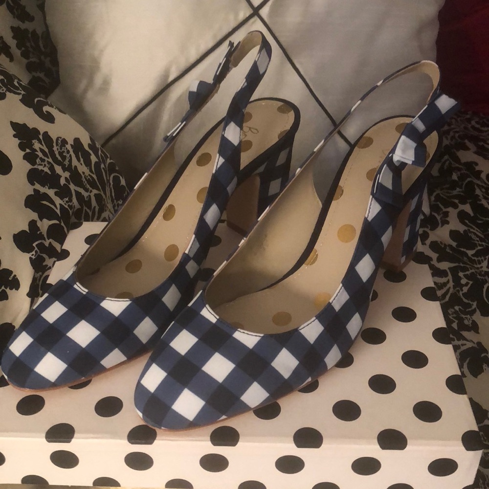 Never worn navy white Boden slingbacks